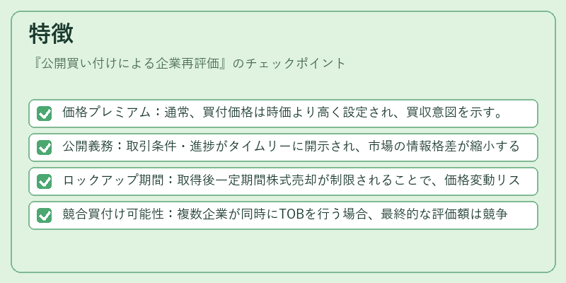 特徴（公開買い付けによる企業再評価）の図解