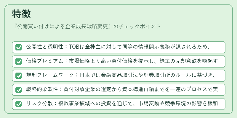 特徴（公開買い付けによる企業成長戦略変更）の図解