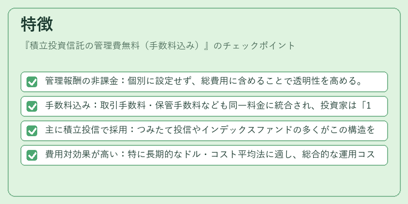 特徴（積立投資信託の管理費無料（手数料込み））の図解