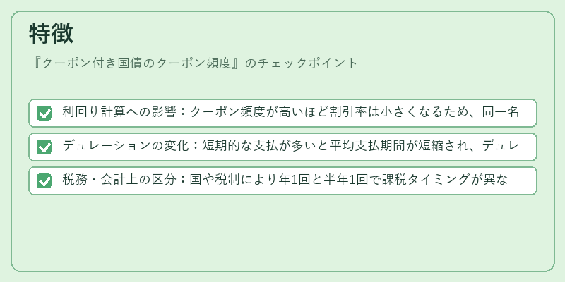 特徴（クーポン付き国債のクーポン頻度）の図解