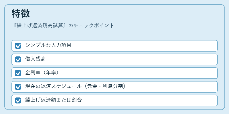 特徴（繰上げ返済残高試算）の図解