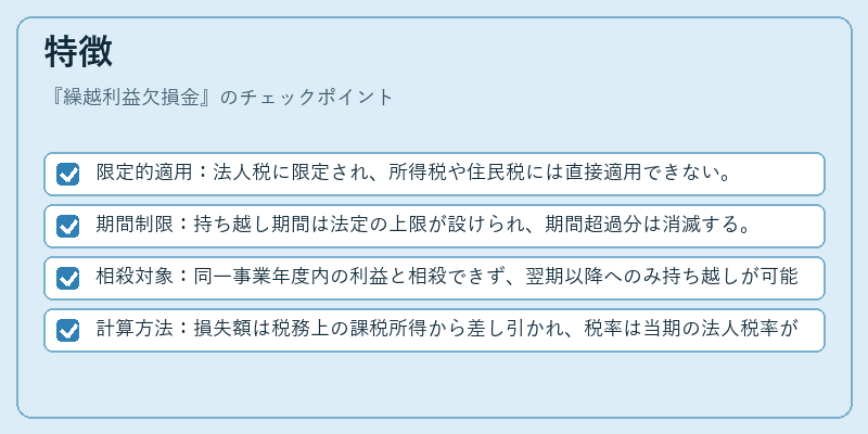 特徴（繰越利益欠損金）の図解