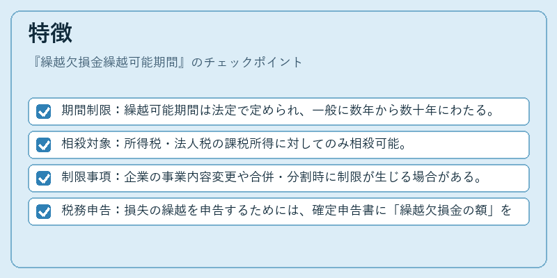 特徴(繰越欠損金繰越可能期間)の図解
