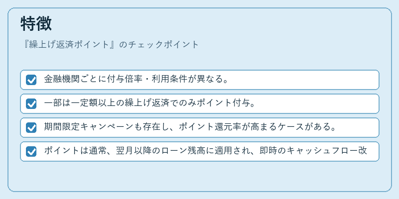 特徴（繰上げ返済ポイント）の図解