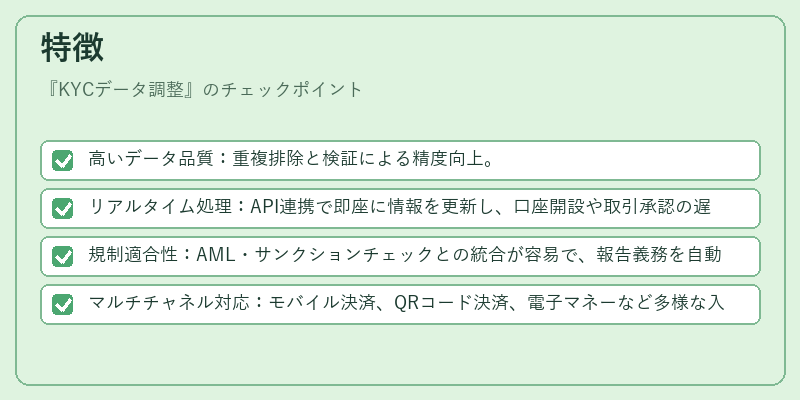 特徴（KYCデータ調整）の図解