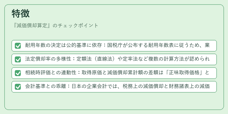 特徴（減価償却算定）の図解