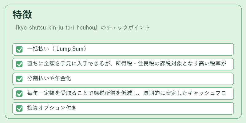 特徴（kyo-shutsu-kin-ju-tori-houhou）の図解