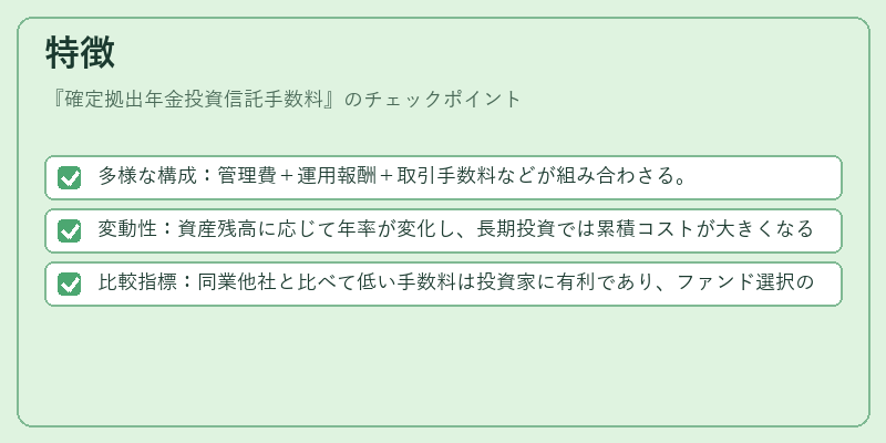 特徴（確定拠出年金投資信託手数料）の図解