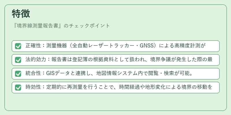 特徴(境界線測量報告書)の図解