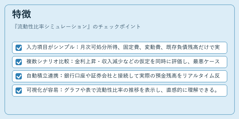 特徴(流動性比率シミュレーション)の図解