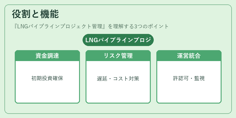 役割と機能（LNGパイプラインプロジェクト管理）の図解