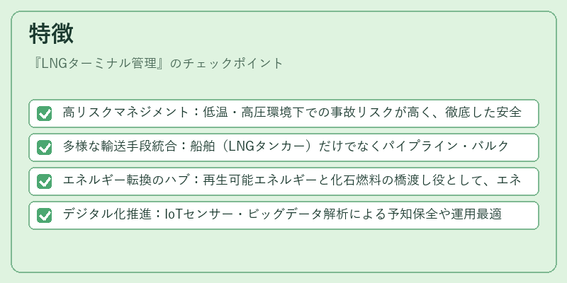 特徴（LNGターミナル管理）の図解