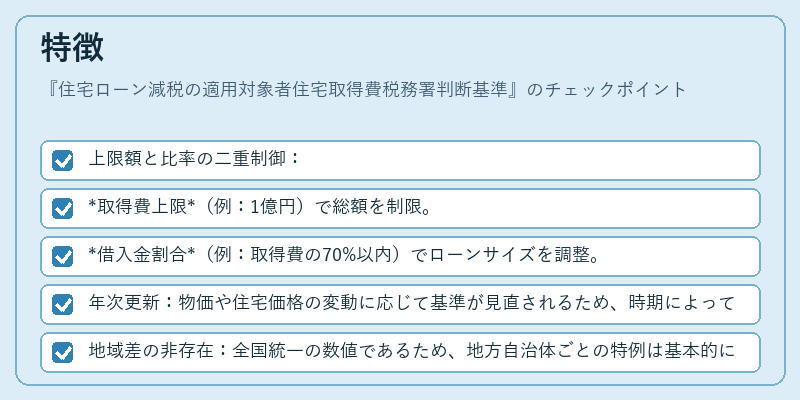 特徴(住宅ローン減税の適用対象者住宅取得費税務署判断基準)の図解