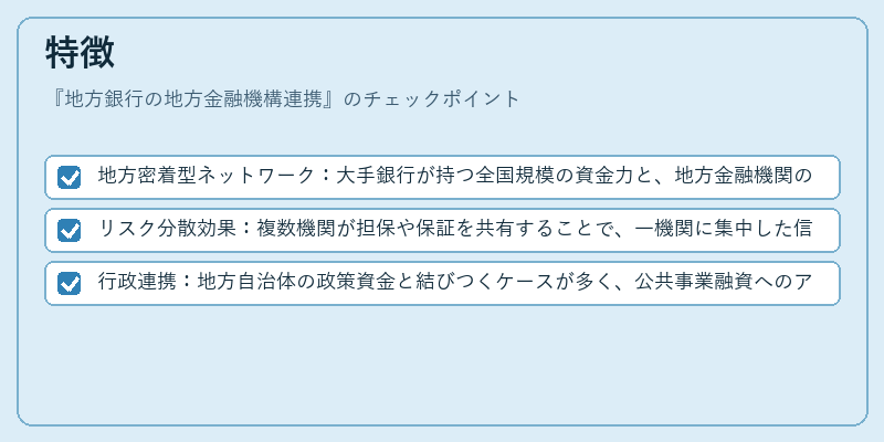 特徴（地方銀行の地方金融機構連携）の図解
