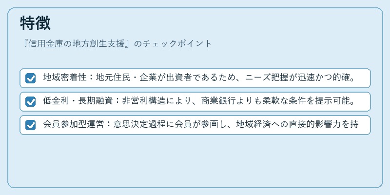 特徴（信用金庫の地方創生支援）の図解