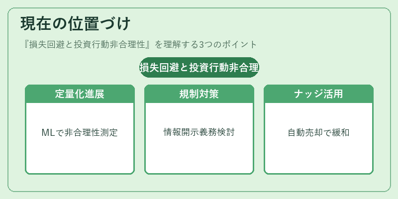 現在の位置づけ（損失回避と投資行動非合理性）の図解