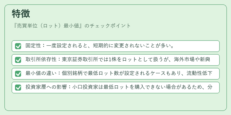 特徴（売買単位（ロット）最小値）の図解