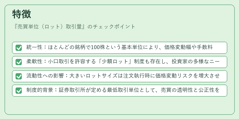 特徴(売買単位(ロット)取引量)の図解