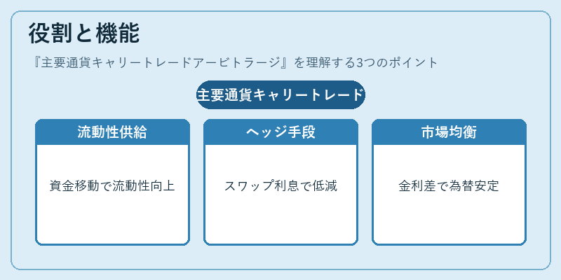役割と機能（主要通貨キャリートレードアービトラージ）の図解