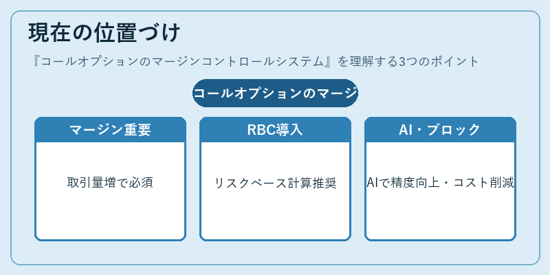 現在の位置づけ(コールオプションのマージンコントロールシステム)の図解
