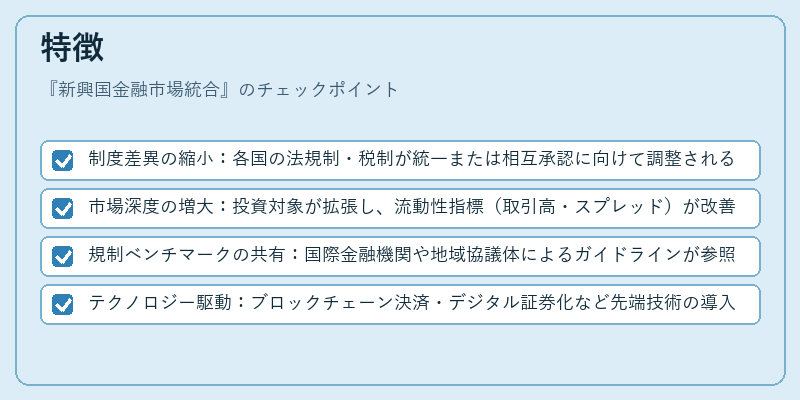 特徴（新興国金融市場統合）の図解