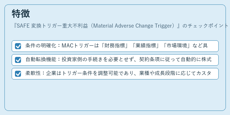 特徴（SAFE 変換トリガー重大不利益（Material Adverse Change Trigger））の図解