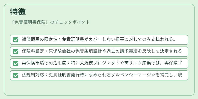 特徴（免責証明書保険）の図解