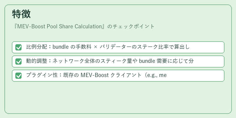 特徴（MEV-Boost Pool Share Calculation）の図解