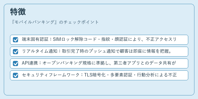 特徴（モバイルバンキング）の図解