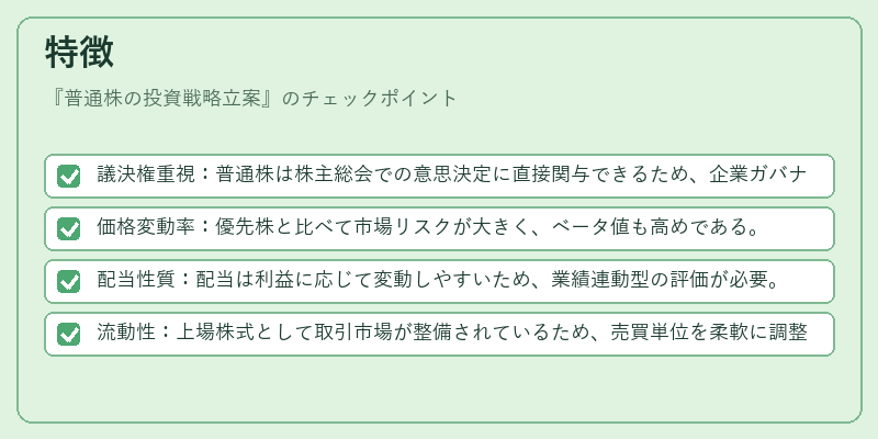 特徴(普通株の投資戦略立案)の図解