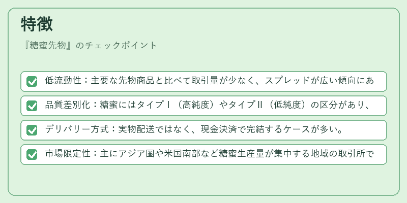 特徴(糖蜜先物)の図解