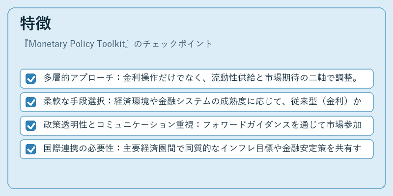 特徴（Monetary Policy Toolkit）の図解