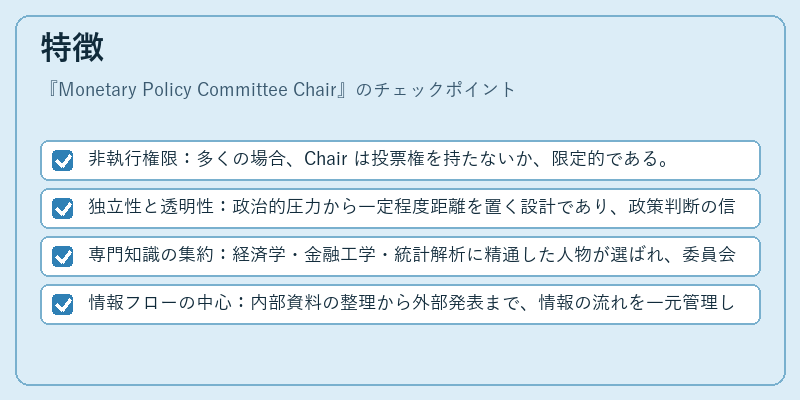 特徴(Monetary Policy Committee Chair)の図解