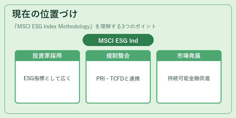現在の位置づけ（MSCI ESG Index Methodology）の図解