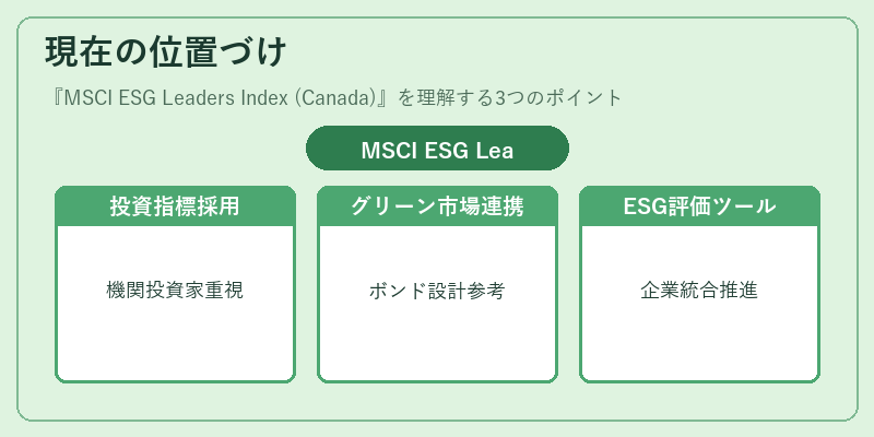 現在の位置づけ（MSCI ESG Leaders Index (Canada)）の図解