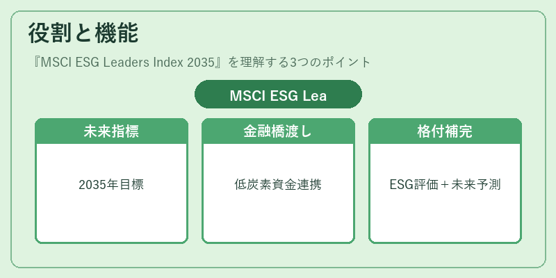 役割と機能（MSCI ESG Leaders Index 2035）の図解