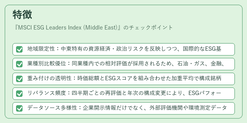 特徴(MSCI ESG Leaders Index (Middle East))の図解