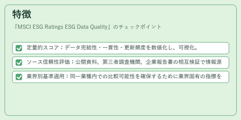 特徴（MSCI ESG Ratings ESG Data Quality）の図解