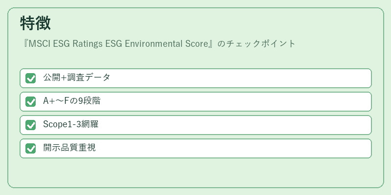 特徴（MSCI ESG Ratings ESG Environmental Score）の図解