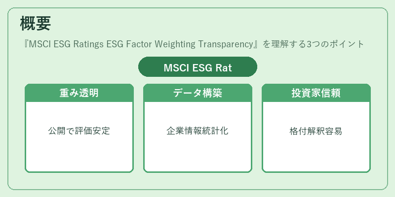 概要(MSCI ESG Ratings ESG Factor Weighting Transparency)の図解