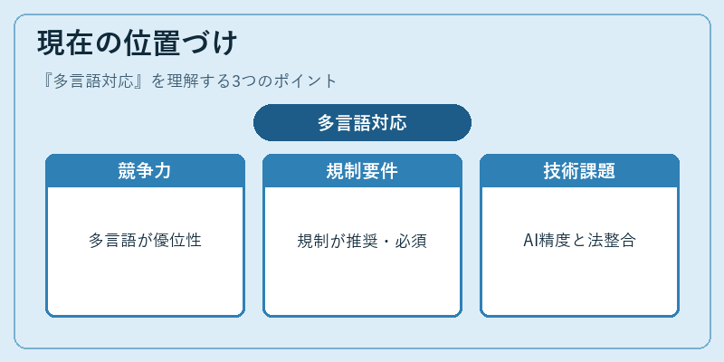 現在の位置づけ(多言語対応)の図解