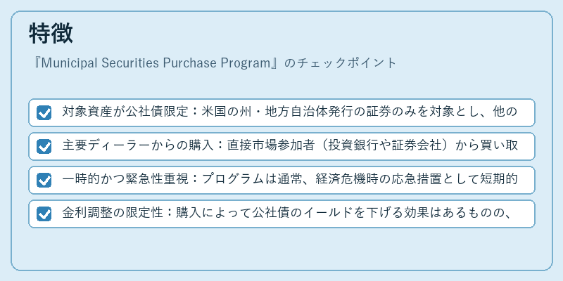 特徴（Municipal Securities Purchase Program）の図解