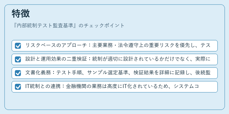 特徴（内部統制テスト監査基準）の図解