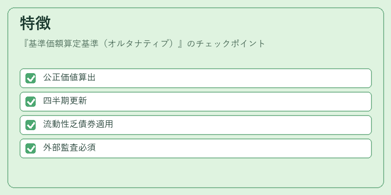 特徴（基準価額算定基準（オルタナティブ））の図解