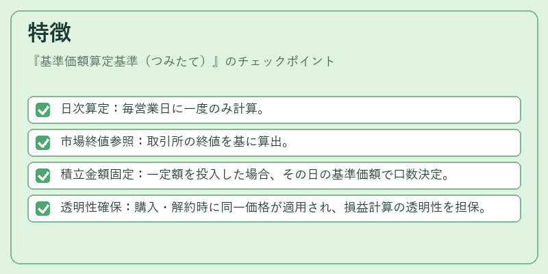 特徴(基準価額算定基準(つみたて))の図解