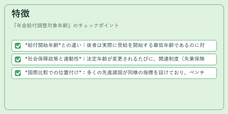 特徴（年金給付調整対象年齢）の図解