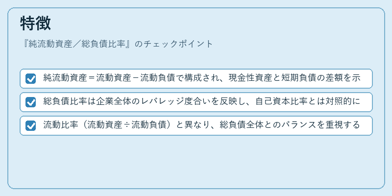 特徴(純流動資産/総負債比率)の図解