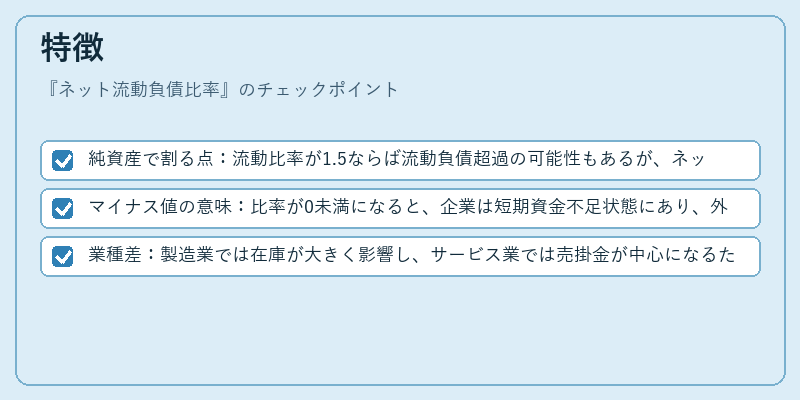 特徴（ネット流動負債比率）の図解