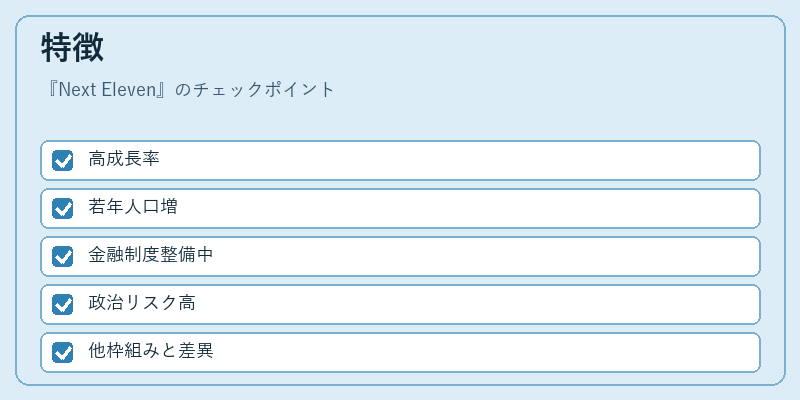 特徴(Next Eleven)の図解