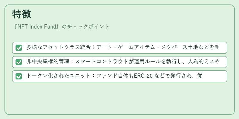 特徴（NFT Index Fund）の図解